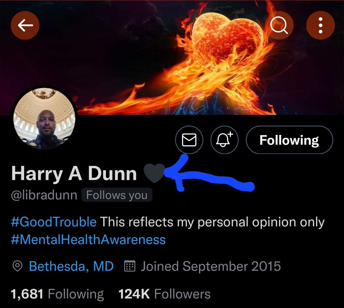 mmpadellan's tweet photo. Hey @Twitter,

Why isn't Officer Dunn Verified?

Doesn't his well-publicized defense of our US Capitol building on January 6th rate an IMMEDIATE blue check?

RT to help us get @libradunn verified right now. https://t.co/zYqFfTvWuA
