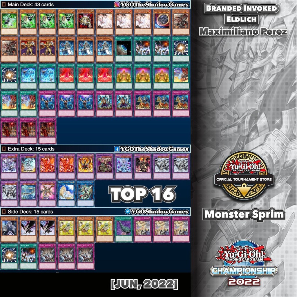 YGOShadowGames's tweet photo. ~
๐ Top 16: #Championship #CentralAmerica
๐ Deck: #Branded #invoked #Eldlich
๐ค Pilot: Maximiliano Axel Perez Dominguez
๐ช OTS: #MonsterSprim
๐ Format: JUN, 2022
#YGO #YuGiOh #TheShadowGames #YuGiOhCards #้ๆฏ็ #YuGiOhTCG #DeckList https://t.co/zTTgTQc9pw https://t.co/ZgHTGmvxjL
