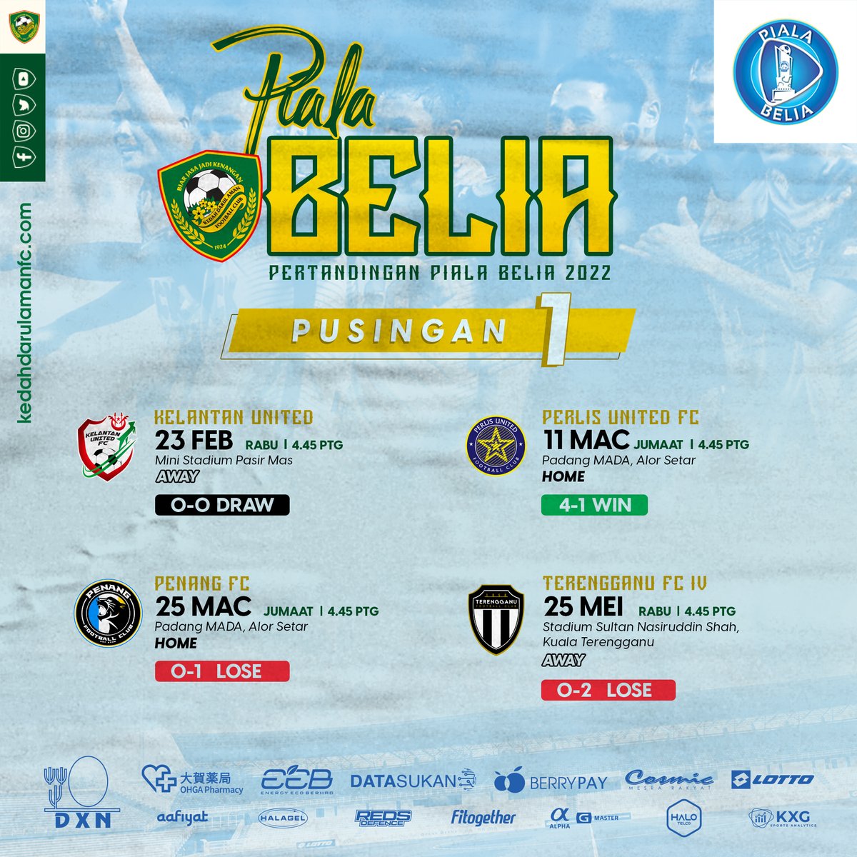 kda_fc's tweet photo. ⚔ KEPUTUSAN PERLAWANAN LEPAS ⚔
We are ready!
🔰 #PB8 PERLIS UNITED FC B19 vs KDA FC B19
17 Julai 2022, Ahad, 4.15 petang
Stadium Utama Kangar, Perlis
#KDAFC #PulunKedahPulun #SangKenari #BiarJasaJadiKenangan #2022season #pialabelia #kdafcb19 https://t.co/Kj6axBZrsd