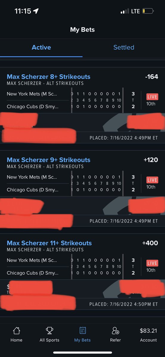 Yankeemike99's tweet photo. Hopped on a Mad Max ladder and he climbed to the top🪜 Hopefully the Mets can finish this out so I hit the Player Performance doubles too ✅✅#GamblingTwitter https://t.co/zj8bCRkMib