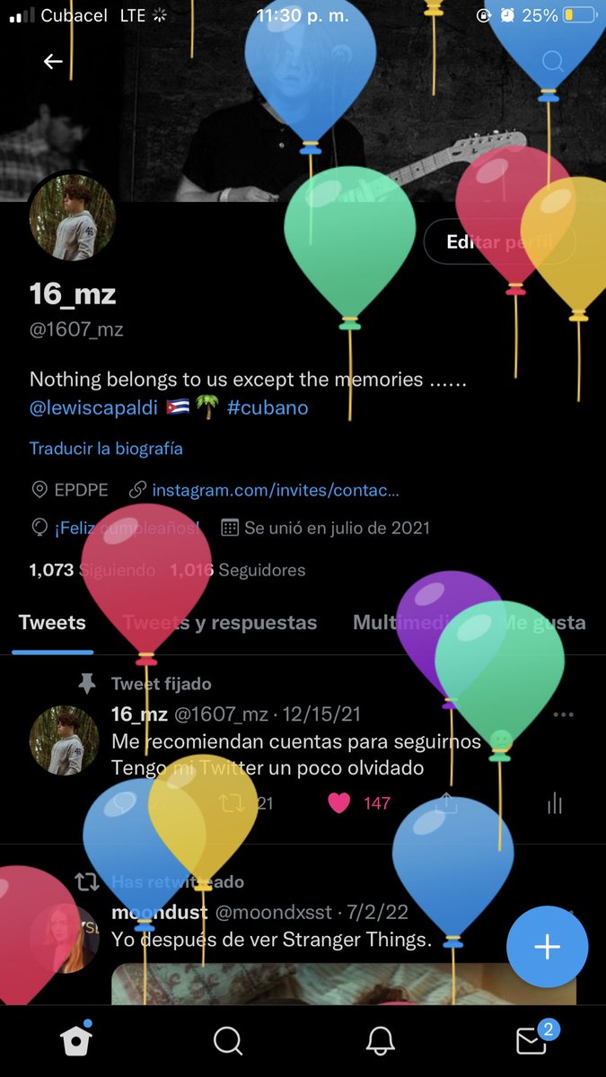 Hoy habían globos en mi perfil 🎈