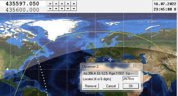 W5CBF_CO6CBF's tweet photo. @IK8XLD Hi Rocco! I received one of your messages at 23:44:55 while tracking Object 2022-80C, NORAD ID 53107. Is your station in JN70vo? If so, I believe I am using an incorrect TLE? What TLE are you using for tracking #AstroBioCubeSat, please? https://t.co/symsKPlEMp