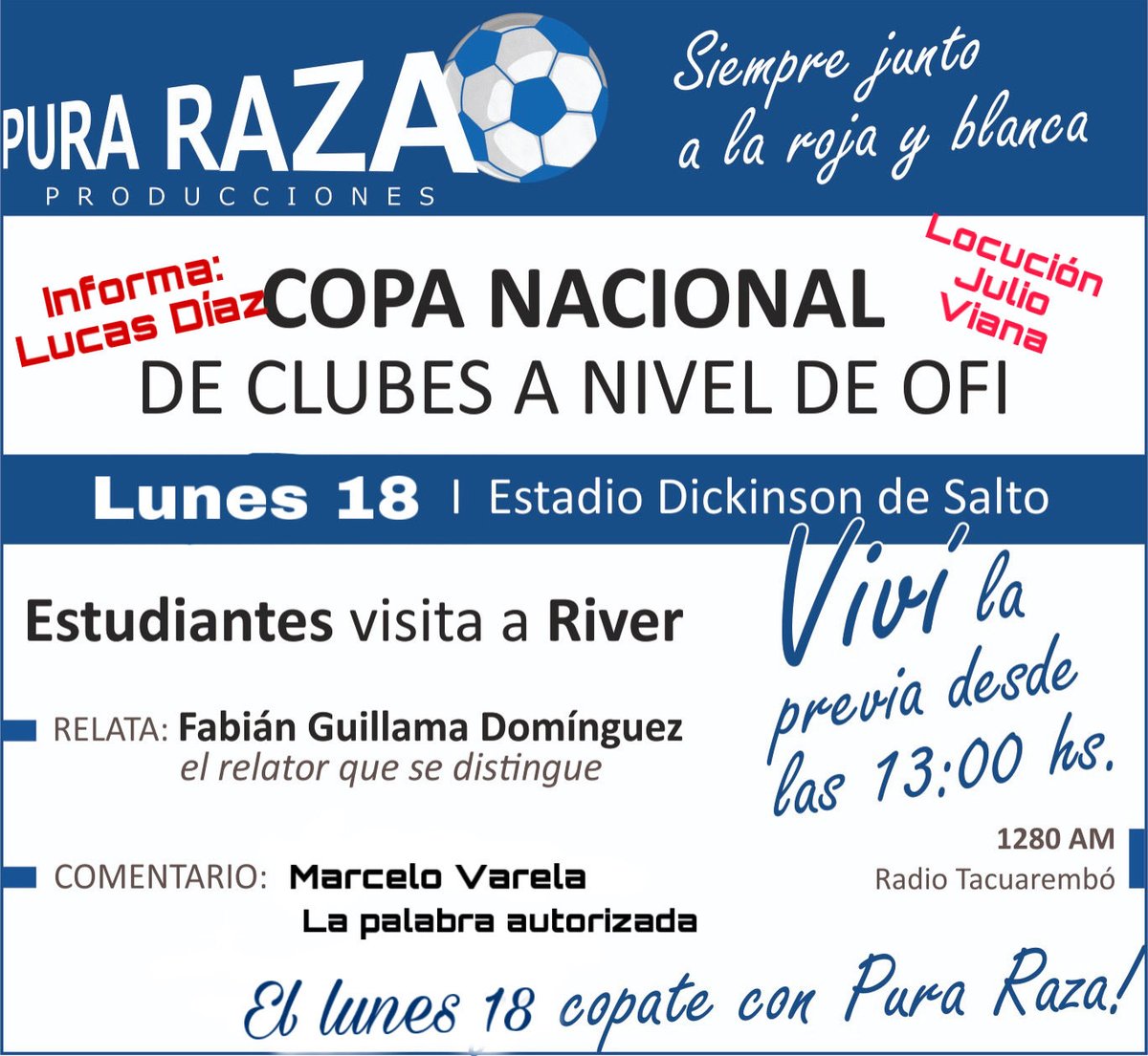 Lunes de fútbol en la 1280 am