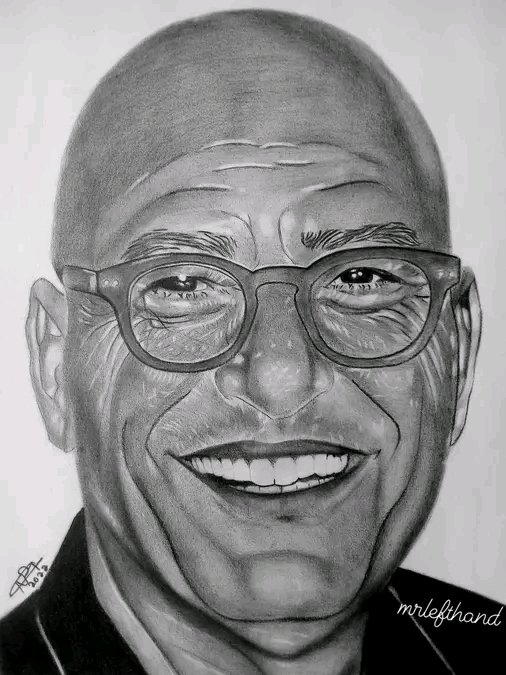 artatatan's tweet photo. Drawing of #AGT judge @howiemandel 
Please retweet to reach him🖤👨‍🎨 https://t.co/ngWB4WRpQS