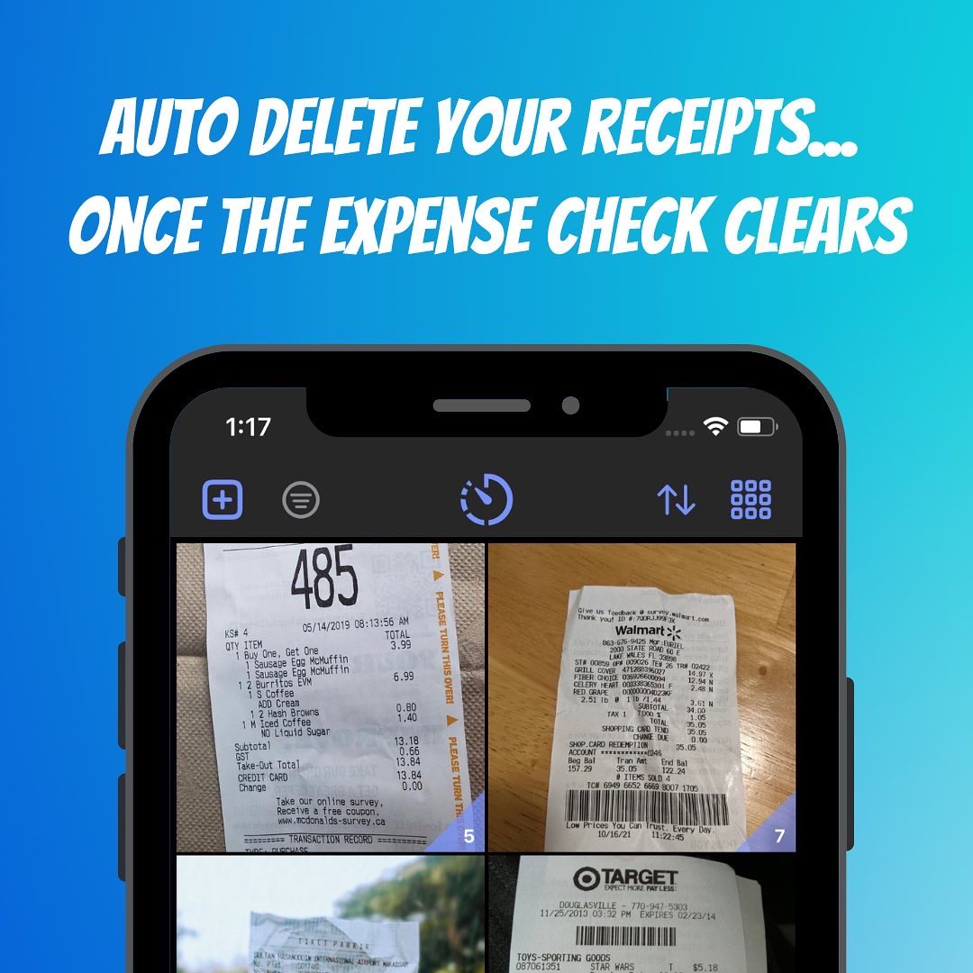 DelayteApp's tweet photo. Never go back through your phone to delete those old expense receipts again. Keep them in Delayte and after the direct deposit hits, they’ll delete themselves. https://t.co/5e4lcm90tg