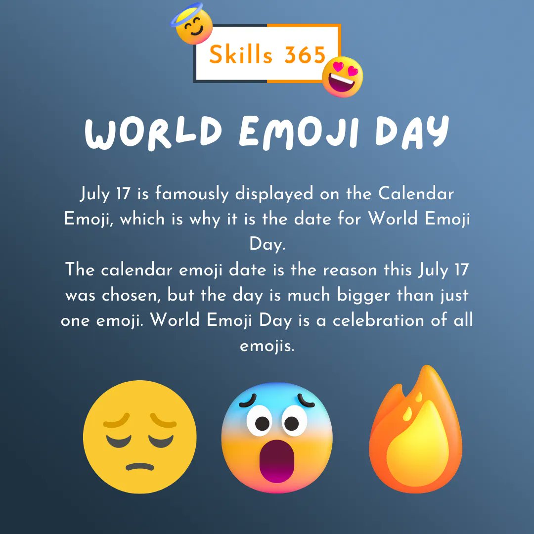 365_skills's tweet photo. We all use emojis every day, so why not celebrate them? Welcome to World Emoji Day!

#WorldEmojiDay #Skills365 #2Aspire #familylearning #onlinelearning #onlinecourse #learn #enrol #education #freecourses #office #courses #workexperience #lincoln #workskills #onlinetraining https://t.co/rDbpoNEJM7