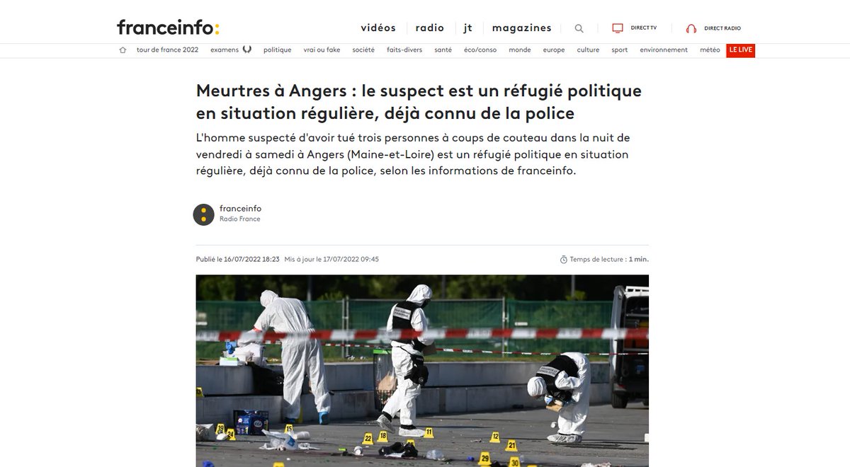 GilbertCollard's tweet image. Le Soudanais qui a poignardé 3 jeunes à #Angers est… un « réfugié politique » ! Ces morts nous obligent à revoir les conditions d’octroi et de maintien du statut de réfugié politique. La France peut être un refuge mais se refuse à être un coupe-gorge !
#laFranceEstUnCoupeGorge
