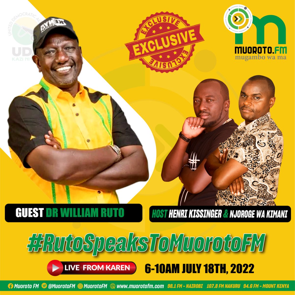 What a way to start the week 🔥 Tune in #NdamaNjeru Kesho morning it is @MuorotoFM @Kissinger254 @njorogenjamba