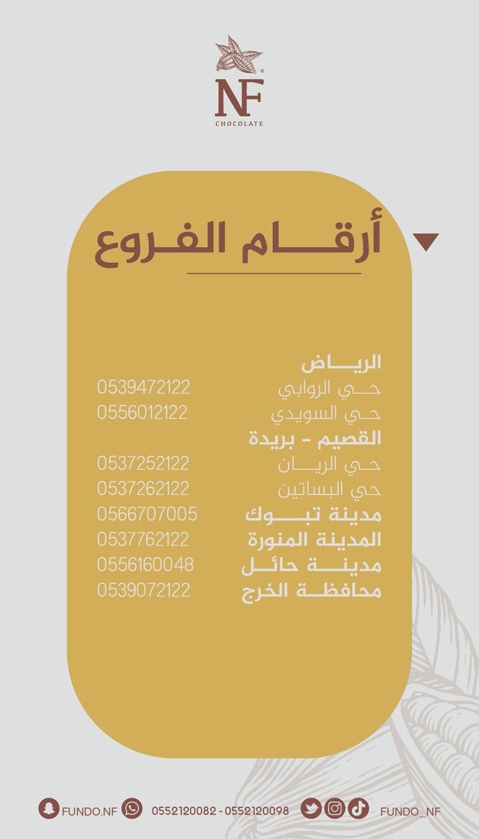 Fundo_NF's tweet photo. نسعـد بخدمتكم في فروعنا 🤍

رابط للوصول الى مواقع وارقام الفروع
https://t.co/QrWFA7yhfT

حياكم الله #فوندو_NF 🤩 https://t.co/DEoIIaBAXj
