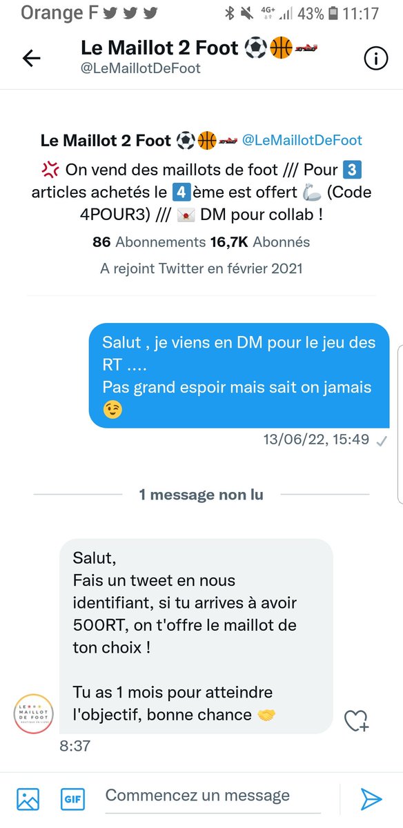 jchatard63's tweet photo. Salut les amis , merci de m'aider à avoir les 500 RT pour que je gagne un maillot !!!
Merci @LeMaillotDeFoot pour ce jeu ��� https://t.co/yXIm6Ajrwz