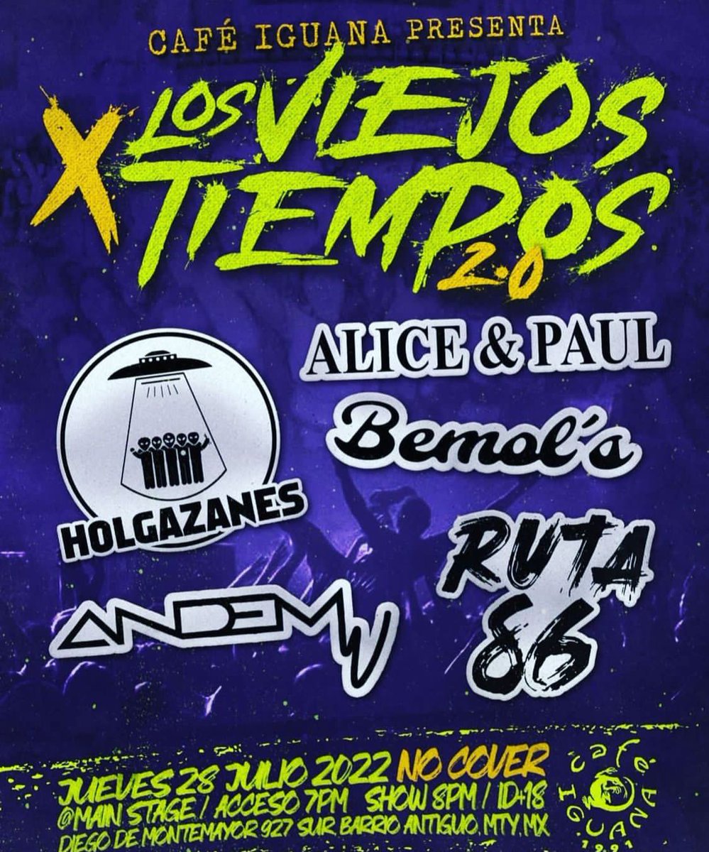 EllocoLory's tweet photo. Stage principal del café iguana, el 28 de Julio, los esperamos #Andem https://t.co/4f59jGEWM6