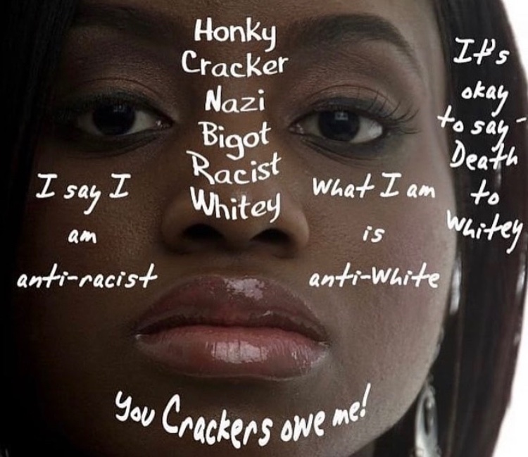 dew_rae's tweet photo. My Black former best friend said "so what if there
weren't Whites anymore &amp; we all end up brown/black,
then there won't be "racism" anymore". As if for
example Whites prevent Asian and Black countries from
having open boarders for other races?

#StopWhiteGenocide

SEE THREAD 👇🏻 https://t.co/KJGJjdcENS