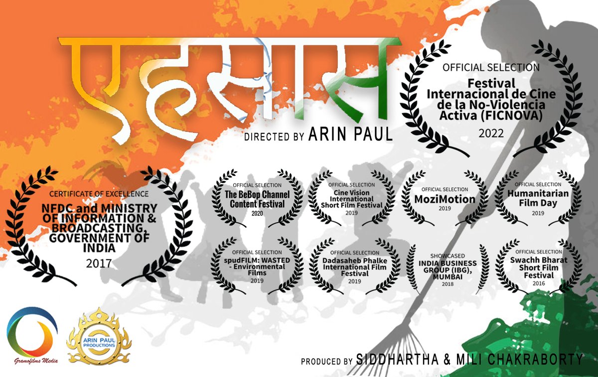 arinpaul's tweet photo. Got immense love from all over and the journey continues. Gratitude. 🙏🏼
Official Selection at 6th #FICNOVA (Spain), 2022.
#Aehsaas #GramofilmsMedia #ArinPaulProductions
Winner of 'Certificate Of Excellence' from NFDC and Ministry of I&B, Government Of #India
#SwachhBharat https://t.co/4eCvw7tqun
