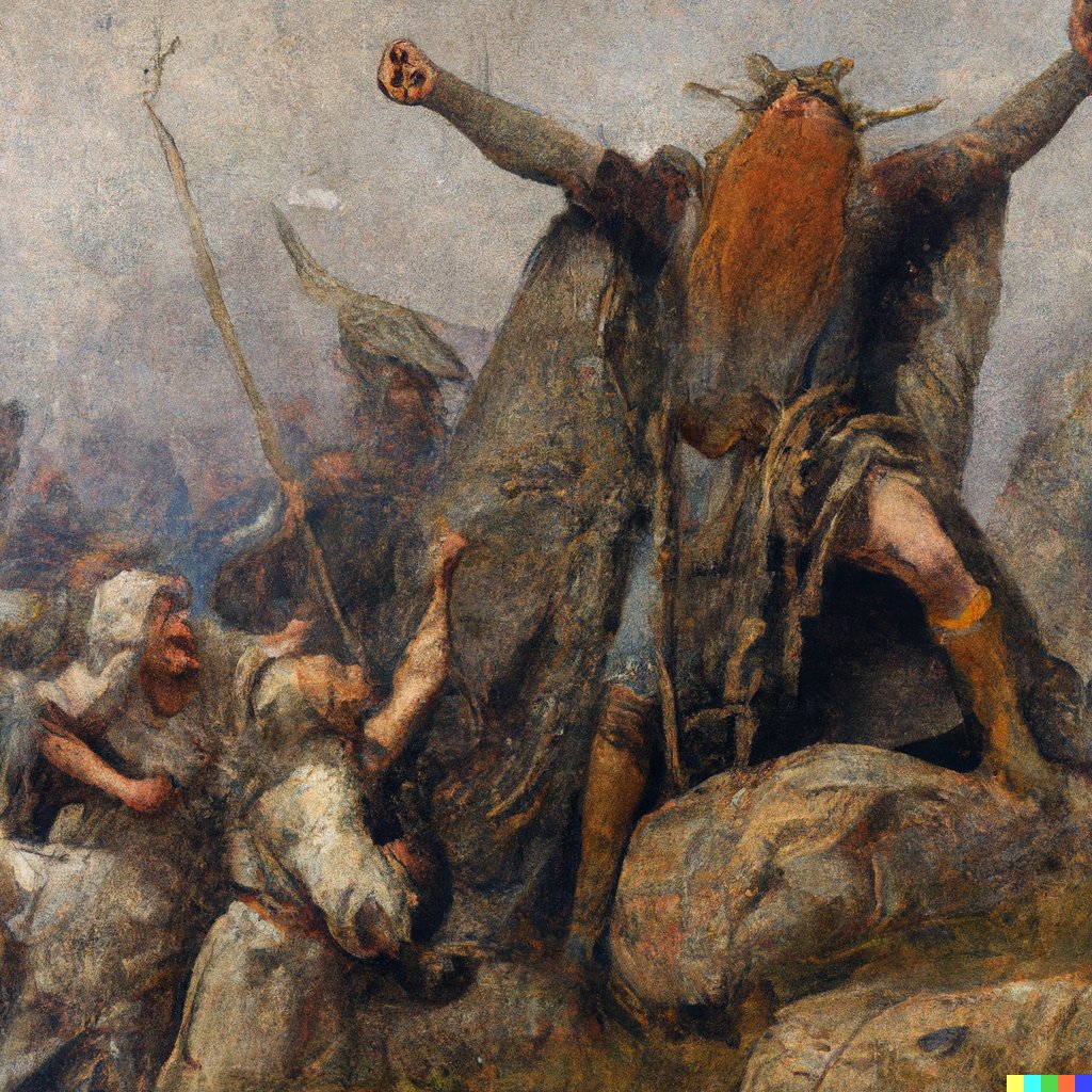 o_suegi's tweet photo. Odin celebrates among the fallen.   1886. Medium is oil on wood. By Arnold Bocklin and Herbert James Draper and Sir Lawrence Almda-Tadema. Highly detailed. Trending on Arstation. postprocessing.

#dalle #promptengineer #vikings #viking https://t.co/EpOT1uSZZB