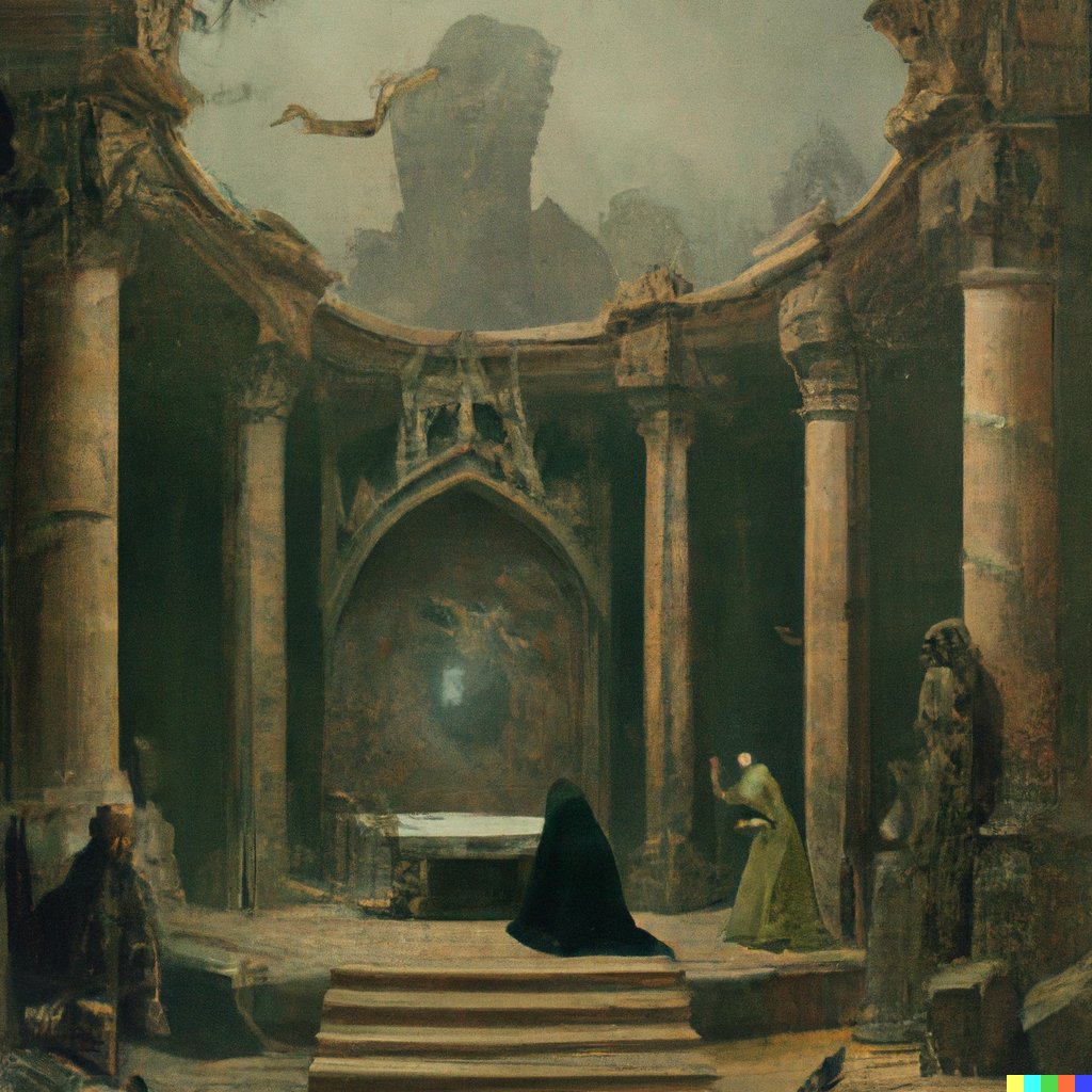 o_suegi's tweet photo. Sanctuary of a high priestess of cthulhu 1886. Medium is oil on wood. By Arnold Bocklin. Highly detailed. Trending on Arstation. postprocessing.

#dalle #promptengineer #romanticism #mlart #dalle2 #cthulhu #lovecraft https://t.co/BFGGaXBCsh