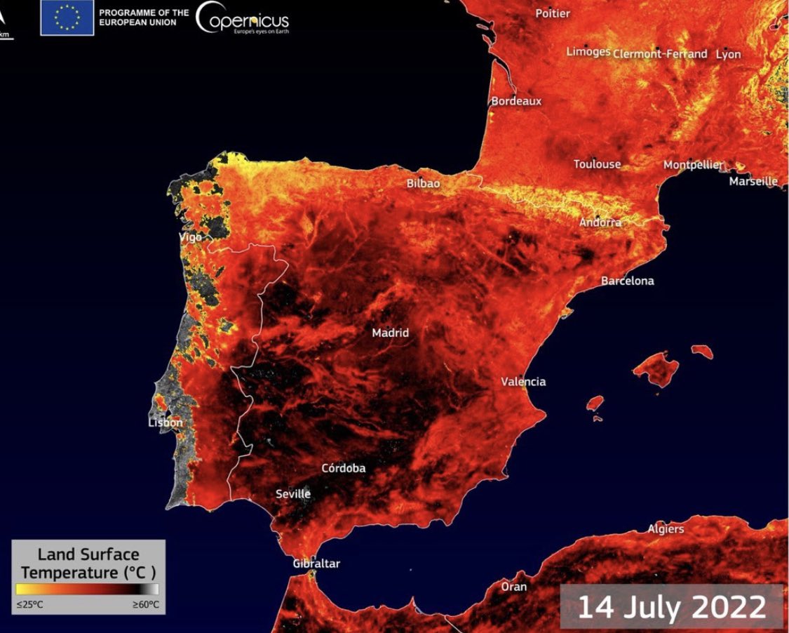 Agriculture cannot survive at 50C+ soil temperatures for very long. Civilization cannot survive long without modern agriculture- connect the dots. On current trajectory this doesn’t end well. #heatwave