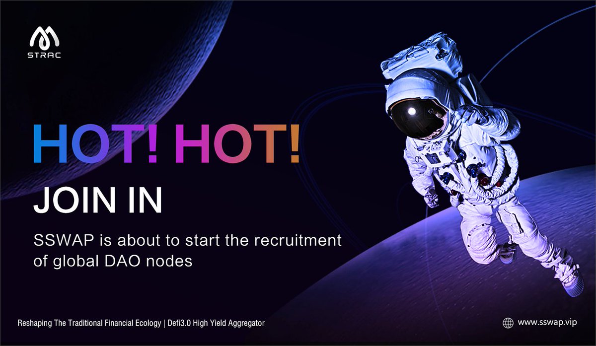 STRACSWAP's tweet photo. 📢Major announcement
🔔SSWAP is about to start the recruitment of global DAO nodes
🦸‍♂️Looking for the consensus of the whole network
do not miss it

🎉We will announce the content of the event on Twitter as soon as possible
Stay tuned👉@sswap.vip
#DeFi #Web3 #Blockchain  #Crypto https://t.co/bJOcQioWMo