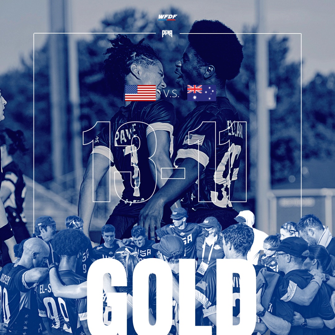 WorldFlyingDisc's tweet image. The biggest game of the @TWG2022 Flying Disc Competition gave some of the biggest thrills. 🇦🇺 fought hard but 🇺🇸 finishes off a great event with 🥇