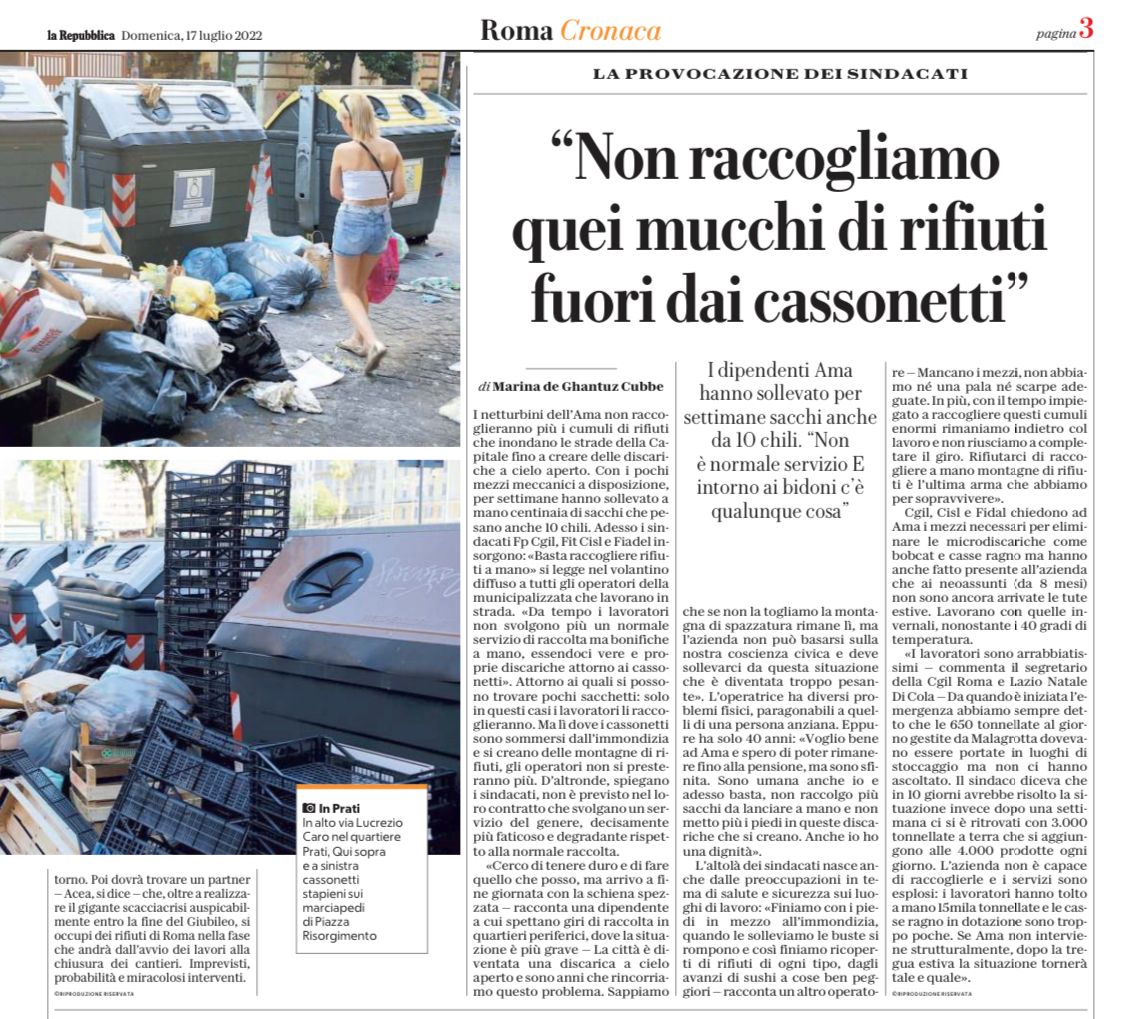 nataledicola's tweet photo. "...Sono umana anche io e adesso basta, non raccolgo più sacchi da lanciare a mano, non metto più i piedi in queste discariche che si creano. Anche io ho una dignità..."
Questa è la vera emergenza che si doveva evitare nella Capitale e che va affrontata adesso. 
#LavoriAMOxRoma https://t.co/j7R5W9pQoM