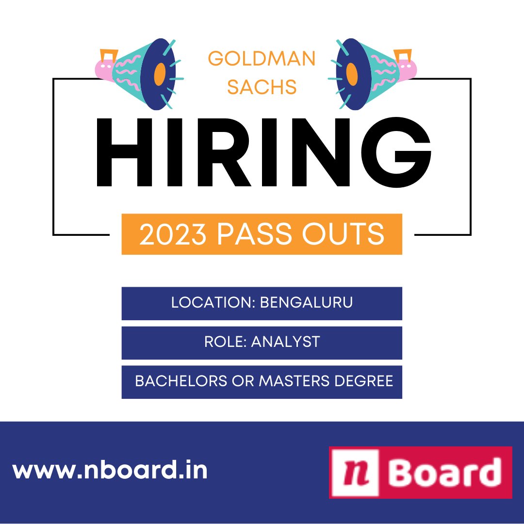 nboard_india's tweet photo. Goldman Sachs is hiring freshers
Role: Analyst
Qualification: Bachelors or Masters Degree
YOP: 2023
Location: Bengaluru
Apply Here: https://t.co/xRNA08cXir
************************
#jobs #bangalore #hyderabad #pune #kolkata #remote #wfh #jobalerts #freshe https://t.co/ij91FIZvyH