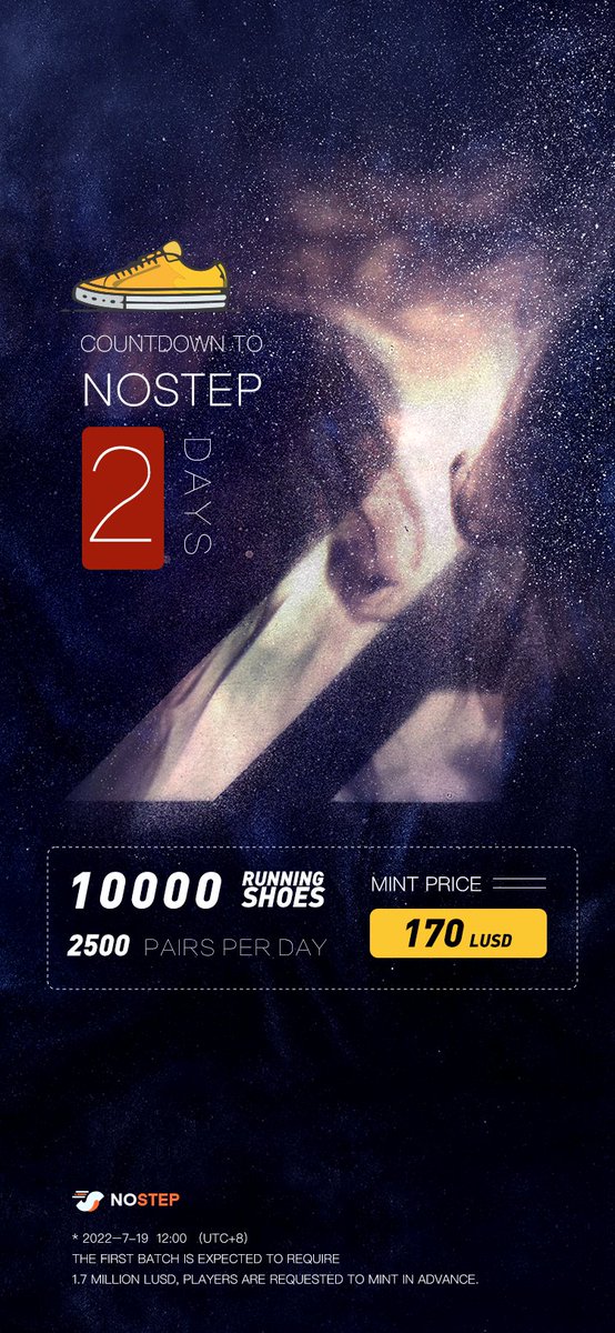 Nostep countdown for two days. Limited to 10,000 pairs of running shoes, friends who have not joined the community, please join the community for more information.🚀🚀🚀 #gamefi #LITEUSD #Web3