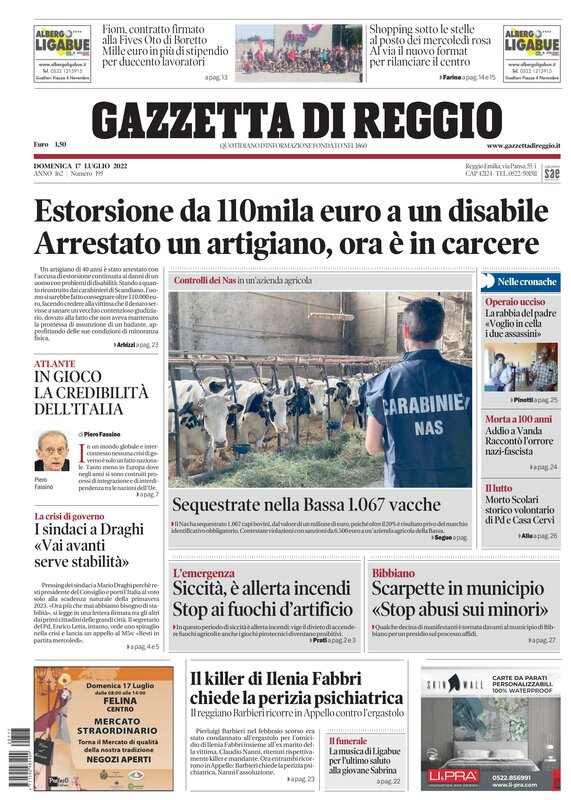 Ecco la nostra prima pagina di oggi.

Ci trovate in edicola e in versione digitale sul nostro sito 

gazzettadireggio.it

#buongiorno #reggioemilia #gazzettadireggio #primapagina #edicola #quotidiano