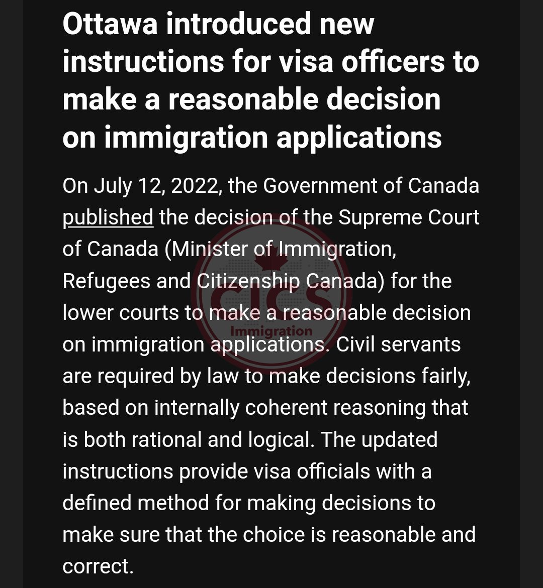CICSImmigration's tweet photo. Canadian Immigration > Instructions

Ref: https://t.co/gs7rI82jAf

https://t.co/cvzFkHFCBB

#IRCC, #Supreme_Court_of_Canada, #Decisions, #Civil_cervants, #cicsimmigration, #IRCC, #RCIC, #canadaimmigration, #immigrationcanada, #canadavisa https://t.co/ftHP0qVGUL