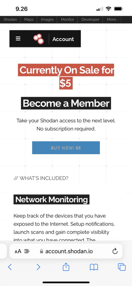 samilaiho's tweet photo. Shodan only 5$ for lifetime membership Today! https://t.co/yFOxYKFqr6
