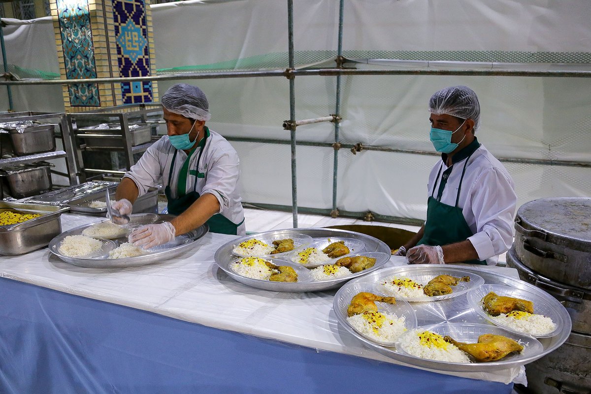 On the threshold of Eid al-Ghadeer, every night 3000 pilgrims are invited to have blessed food of the holy shrine at Imam Hassan (as) courtyard.
This is beside the daily blessed food served in banquet hall of the holy shrine of Imam Reza (as).

#EidGhadeer