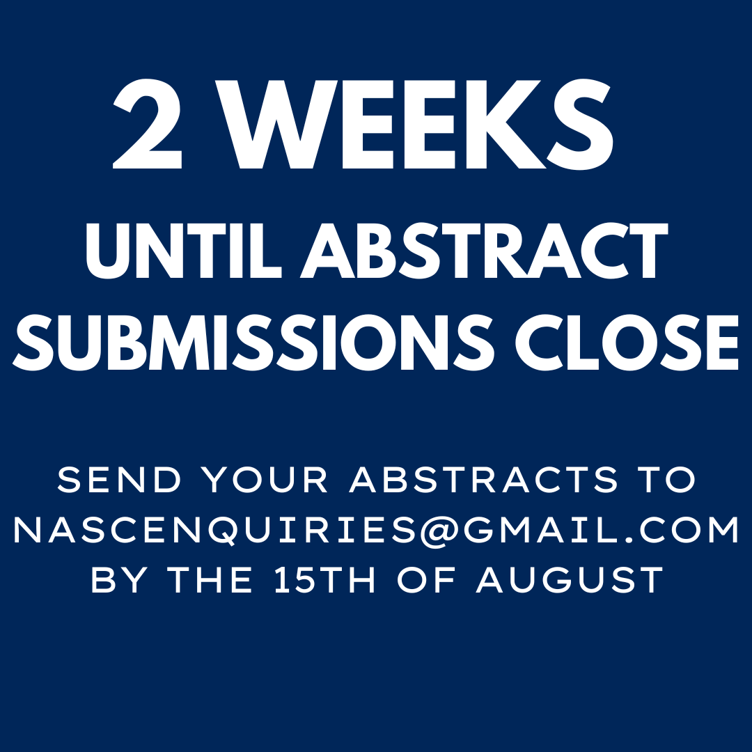 Abstract submissions for NASC22 close in 2 weeks! Submissions are open for all current undergraduate and postgraduate students as well as recent graduates. Send your abstracts to nascenquiries@gmail.com #NASC22 #ReclaimRestoreRevolutionise
