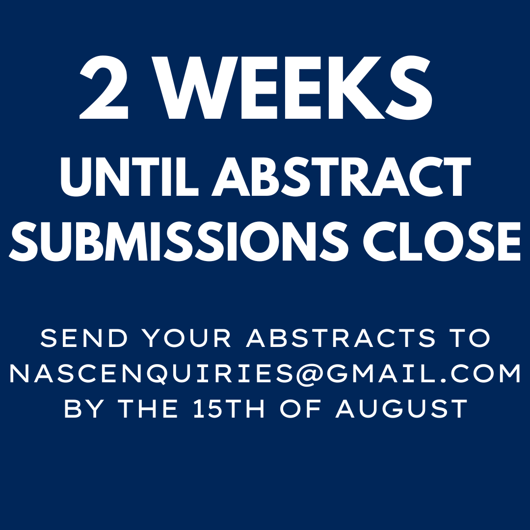 NASC Australia (@nascaustralia) on Twitter photo Abstract submissions for NASC22 close in 2 weeks!
Submissions are open for all current undergraduate and postgraduate students as well as recent graduates.
Send your abstracts to nascenquiries@gmail.com
#NASC22 #ReclaimRestoreRevolutionise Abstract submissions for NASC22 close in 2 weeks!
Submissions are open for all current undergraduate and postgraduate students as well as recent graduates.
Send your abstracts to nascenquiries@gmail.com
#NASC22 #ReclaimRestoreRevolutionise