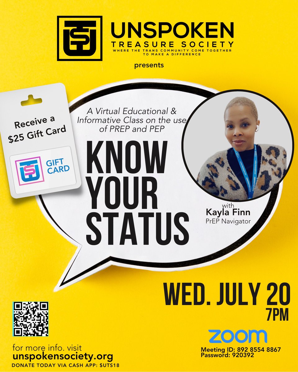 Hey, Duval! We're NOW seeking 10 marginalized  individuals for our PrEP and PEP virtual discussion. Participants receive $25!! Like and share!!