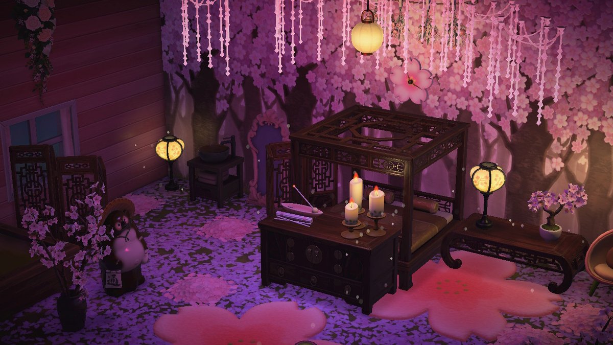 acnhmoonbeam's tweet photo. A Cherry Blossom bedroom🌸☁️🌙 #acnh #acnhdesign #acnhinterior #acnhinspo #cherryblossom #sakura https://t.co/BIF8Ktnoet