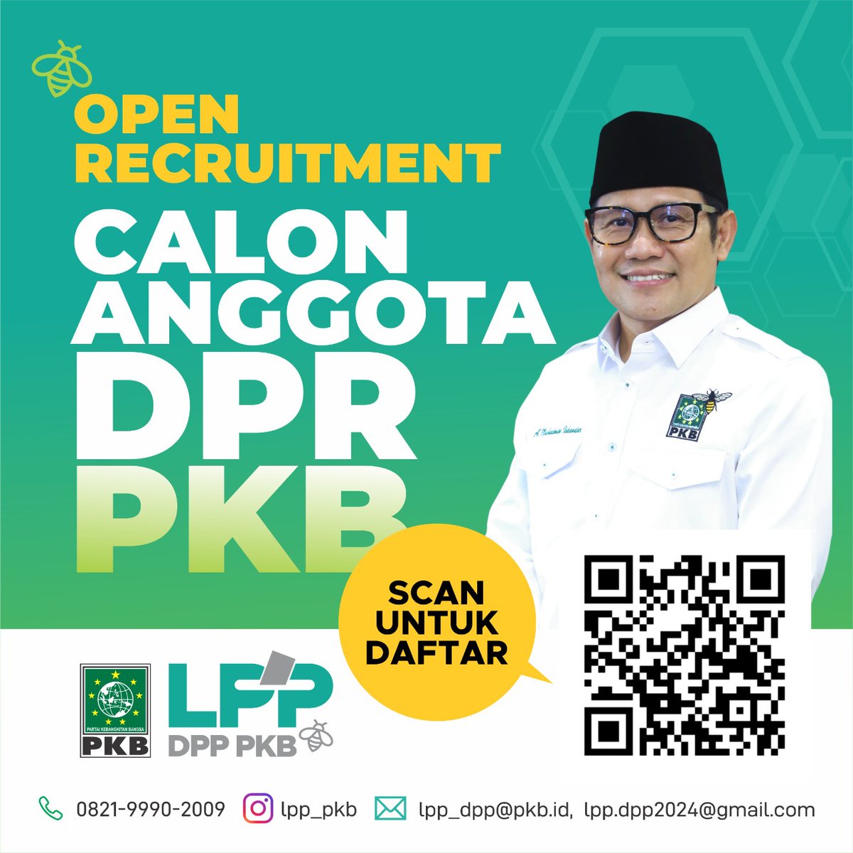 OPEN RECRUITMENT CALON ANGGOTA LEGISLATIF PKB

Partai Kebangkitan Bangsa mengundang putra-putri terbaik bangsa untuk ikut berperan membangun demokrasi di Indonesia dengan menjadi Calon Anggota DPR RI/DPRD I/DPRD II. Silakan Klik
s.pkb.id/daftarbacalegp… 

<a href="/pkbsmd/">dpc_pkbsmd_Official</a> <a href="/didisuhrowardi/">didi suhrowardi</a>