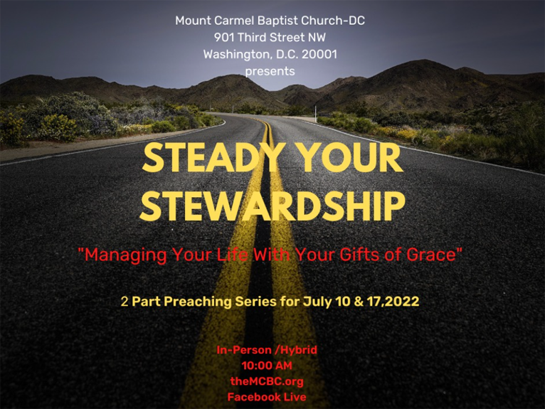 Worship with us in person or virtually this morning at 10AM ET! Rev. Dr. <a href="/ParisLeeSmithS1/">PLSmithSr</a> will deliver part 2 of his preaching series “Steady Your Stewardship.” Watch LIVE on FB @MountCarmelDC, themcbc.org, or YouTube.