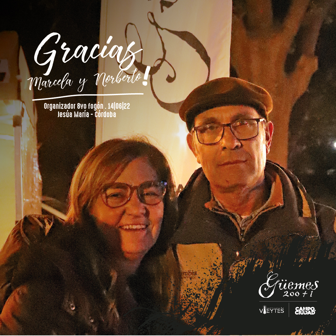 CampoMasCiudad's tweet photo. ¡Gracias, Marcela y Norberto, por haber llevado adelante el fogón contra viento y marea!

#Güemes200más1 @norbertogallino https://t.co/V4mejByVrh