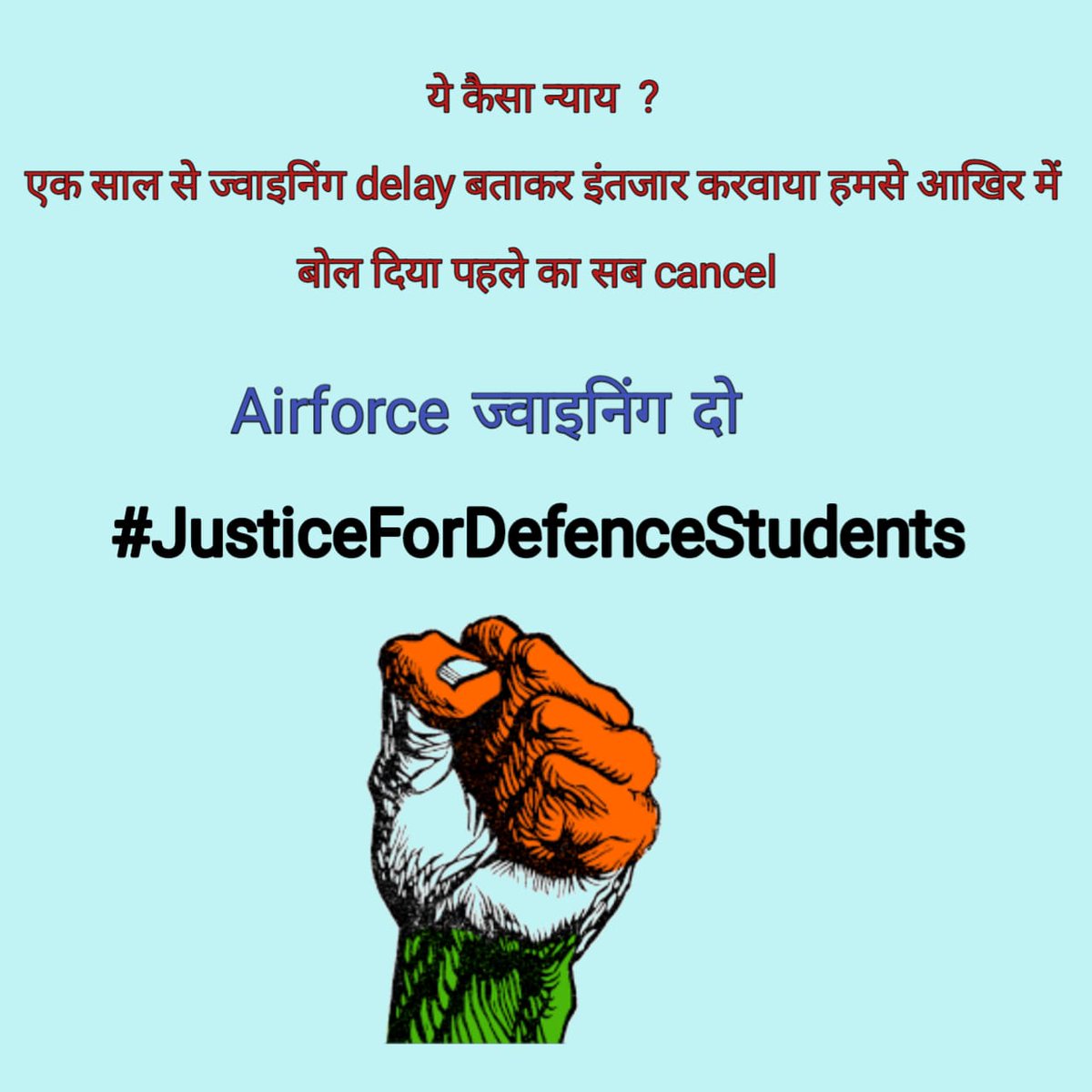 SamarCh13312783's tweet photo. #JusticeForDefenceStudents

@Swamy39 @rajnathsingh @narendramodi @hanumanbeniwal @SHIFUJIJAIHIND @aajtak @IAF_MCC @ndtvindia @indiatvnews https://t.co/PLEaOzumK9