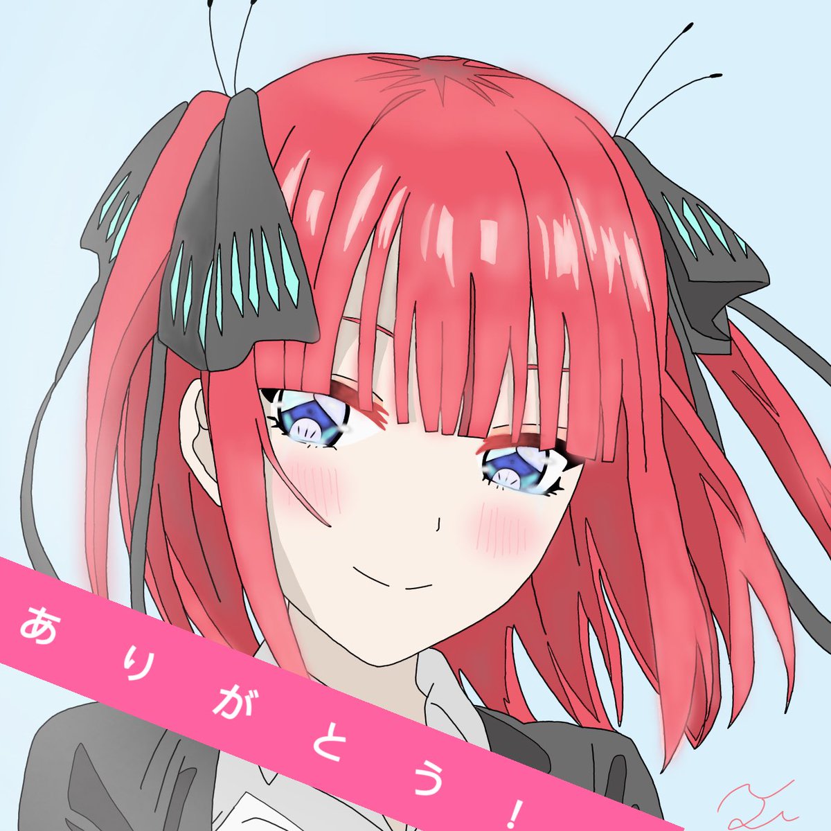【cmC】ペンゴロウの緊急用さんがTwitterに投稿した中野二乃(五等分の花嫁)のイラスト。