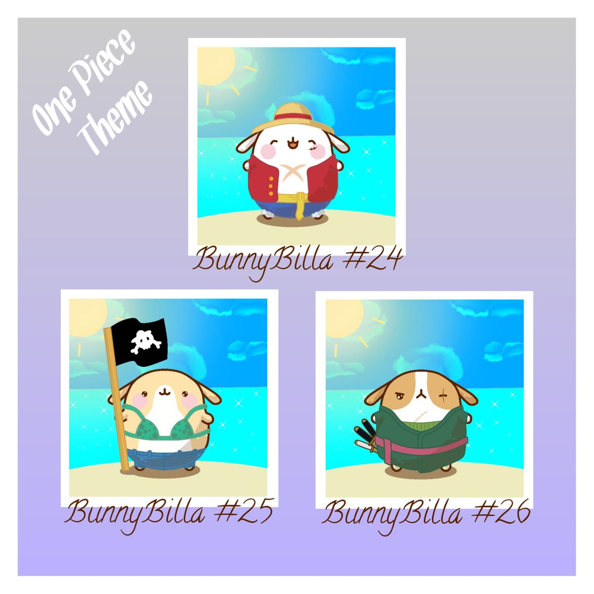 GM FRIENDS 💗😸
This time BunnyBilla comes with a one piece theme, let's adopt them, there will be a full version of the Straw Hat crew, coming soon!😸
FP: 0.004 ETH
Link
opensea.io/assets/matic/0…

opensea.io/assets/matic/0…

opensea.io/assets/matic/0…
-RT please 😸🙏

#NFTCommunity