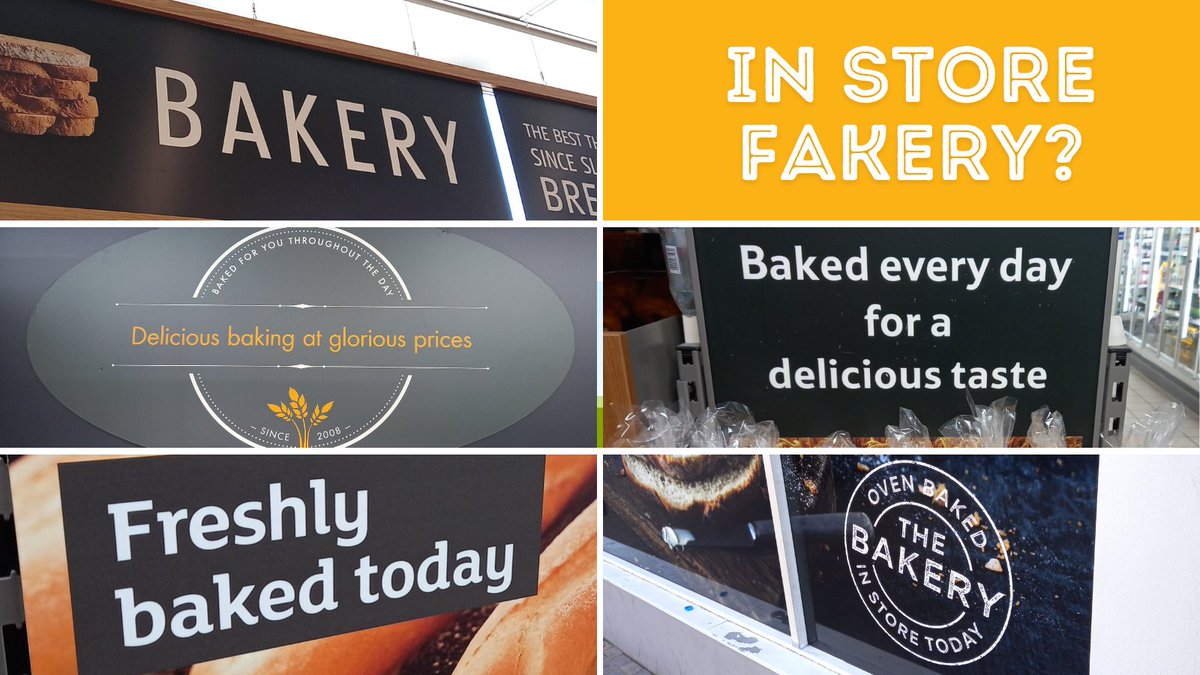 RealBread's tweet photo. None of these shops makes bread. 
At most, the pictured outlets re-bake in loaf tanning salons. One 'bakery' doesn't event do that. 
If you think that's misleading, please TAKE ACTION NOW>> https://t.co/P3aZUKxjWc 
#RealBread #bread #freshbread #bakery #RealBreadCampaign https://t.co/U9P4e4Cmqx