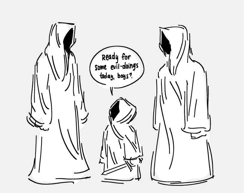 idk thinking about if the Nazgûl had to babysit some random kid lesser wraith for a weekend or something 