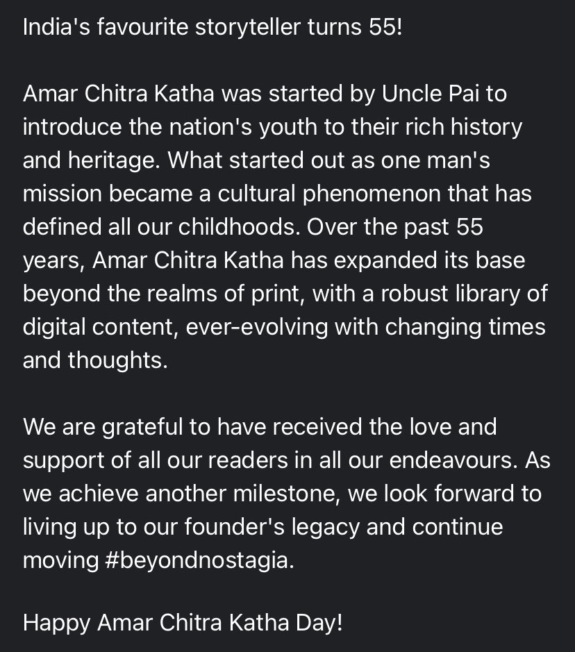 ACKComics's tweet photo. Happy Amar Chitra Katha Day! 

#AmarChitraKatha #ACK #ACKComics #AmarChitraKathaDay #55yearsofAmarChitraKatha #BeyondNostalgia 
#HappyAmarChitraKathaDay #UnclePai https://t.co/1bzpIf3hsY