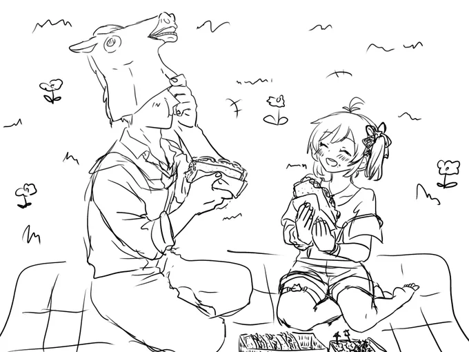 > ばあちゃるさんとピクニックして、ウキウキでサンドイッチ食べてるシロちゃん #odaibako_0hoho10hoho1 https://t.co/pucJa28kkk 
