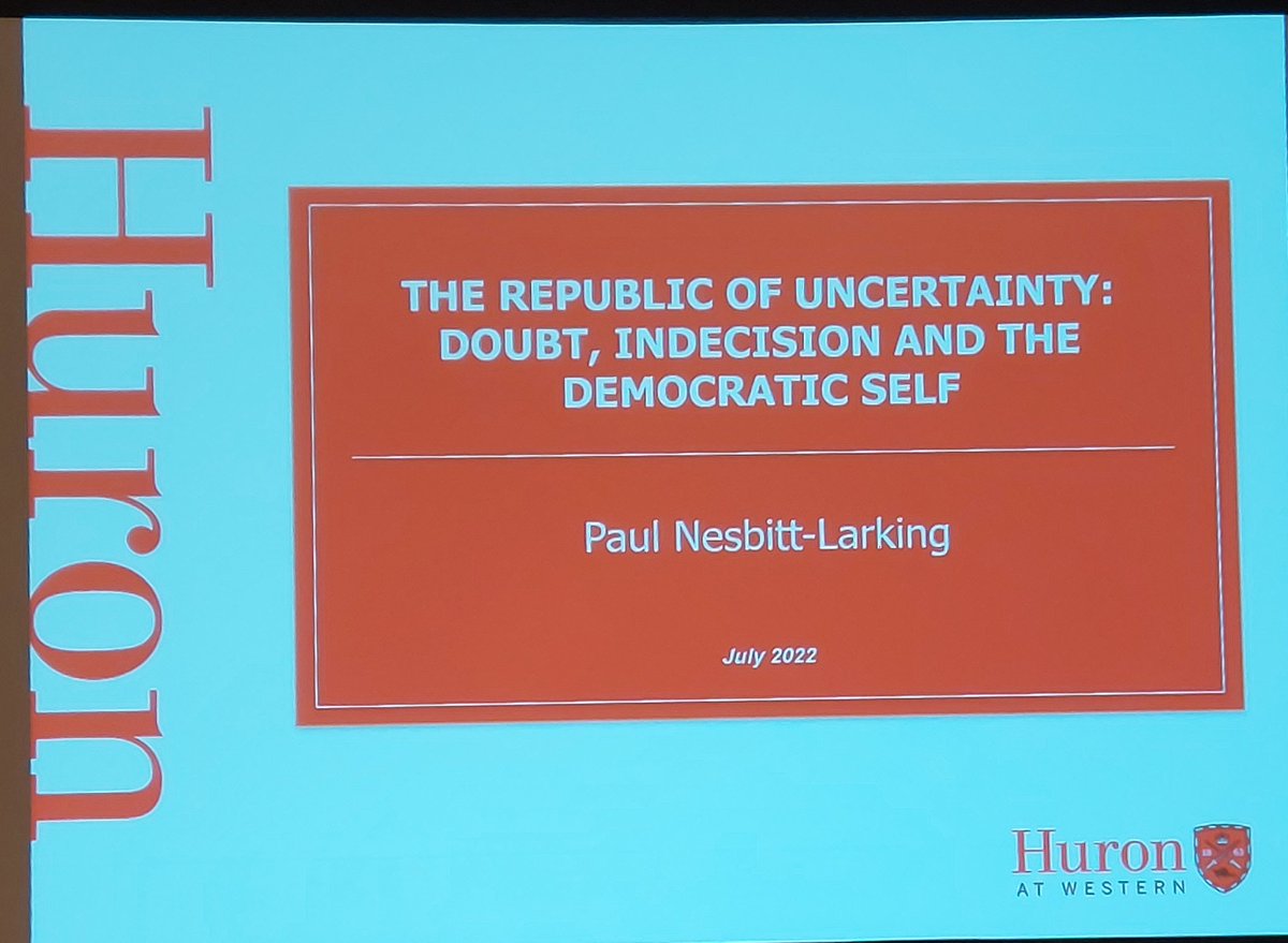 KesiMahendran's tweet photo. Towards Uncertain Democracy
From dead dogma to living truths.
@Dr_PNL articulates a way of getting from democratic debate to democratic dialogue. Pol psych studies the authoritarian personality but needs to explore the #introception of the democratic personality.
#ISPP2022 https://t.co/TgFbuO2ol2