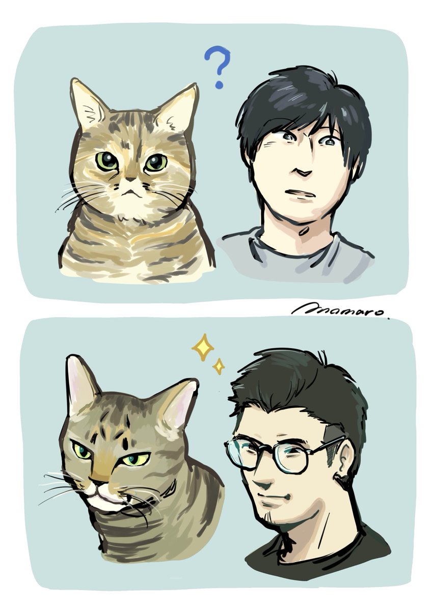 人相と猫相似てる時あるなぁというらくがき。 