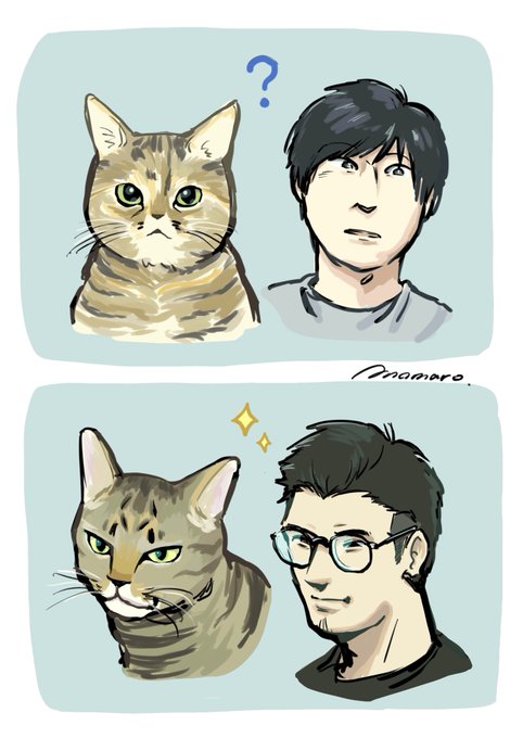 人相と猫相似てる時あるなぁというらくがき。 