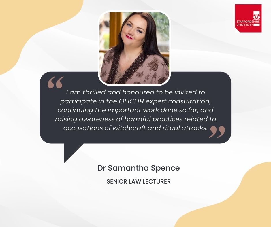 StaffsUniJSS's tweet photo. Dr @SamanthaS80, Senior Lecturer in #Law @StaffsUni , has been invited to participate, as speaker, in an expert consultation organized by the #UnitedNations Human Rights Office (OHCHR) 18-19 July.
@StaffsUniNews #JusticeinJuly #wdij #InternationalJusticeDay https://t.co/rFKc88489v