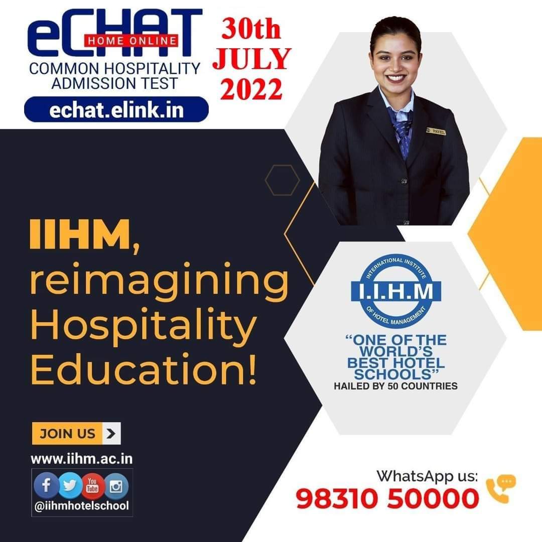 bpsiihmj's tweet photo. Your successful career in #Hospitality is one step away. Join IIHM for a great career in Hospitality!
Next Echat date on 30th July. Register Today at https://t.co/ekV1I3ZyuC. Join IIHM and start learning the skills to succeed in this industry.
#admission2022 #admissionopen https://t.co/mbBeNLFYis