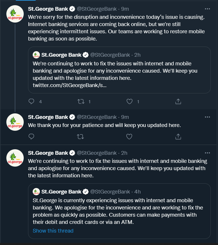tran_andy's tweet photo. @StGeorgeBank is keeping its customer informed though. @Westpac, @BankofMelb or @BankSA. https://t.co/YDt4zjYKha