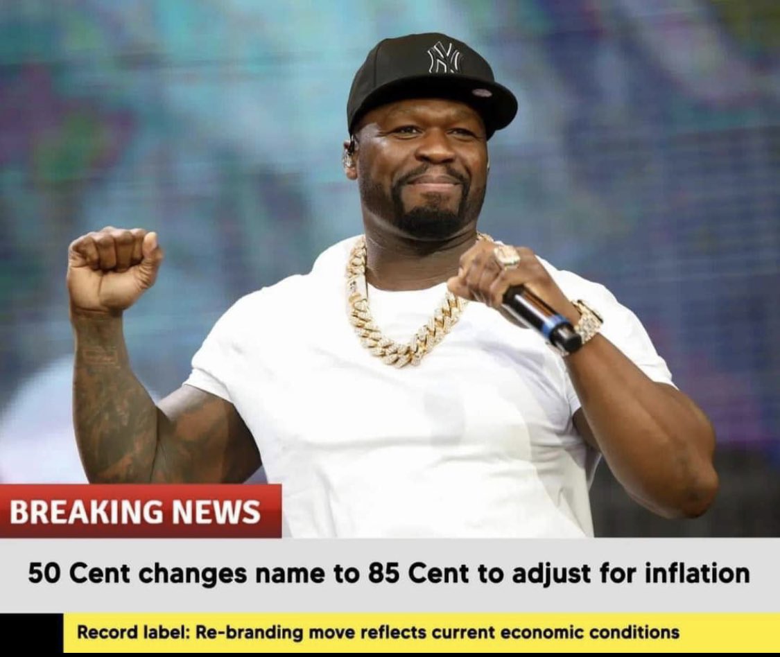 solid_ark's tweet photo. 😅 50 cent change de nom pour 85 cent, afin de l’ajuster par rapport à l’inflation ^^ https://t.co/WNqVQMJoSS